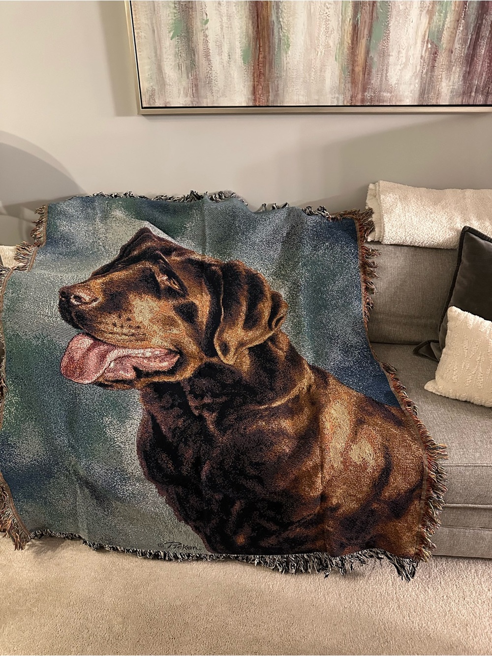Woven Chocolate Labrador Throw Blanket - by Picken